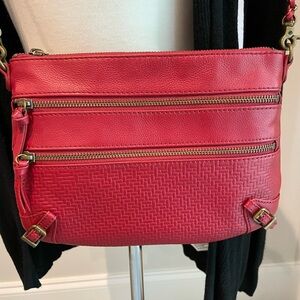Elliott Lucca Red Leather Crossbody Bag. New without tags. Great pop of color!